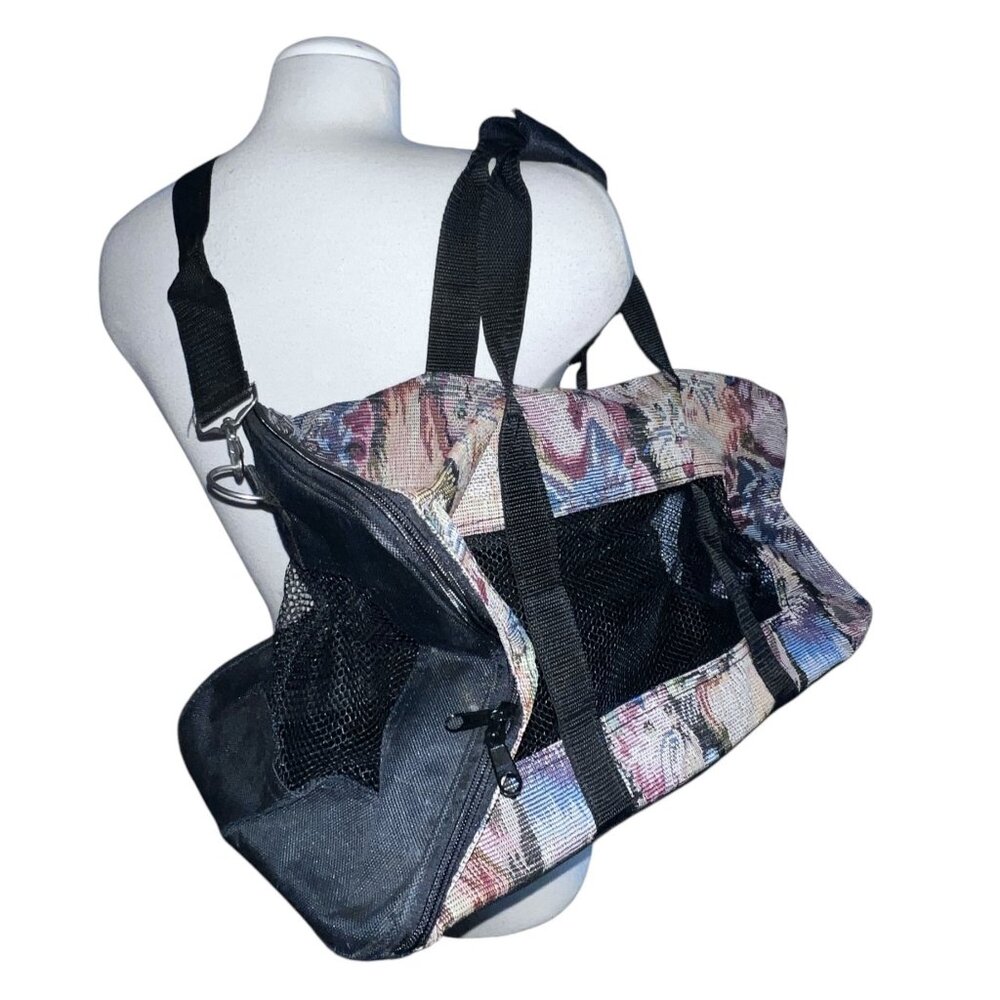 Retro Cat Pattern Pet Cat Carrier Bag with Shoulder Strap and Handle